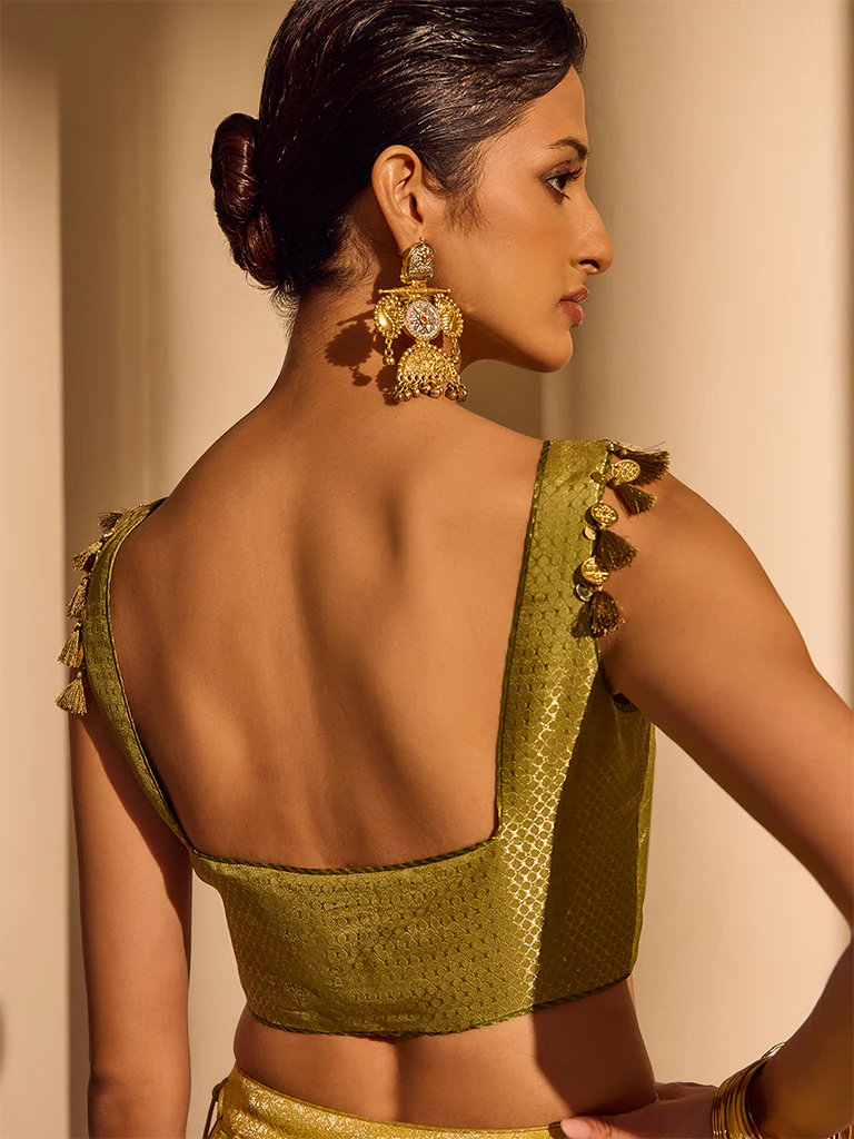 Jacquard Blouse - Olive - Image 4