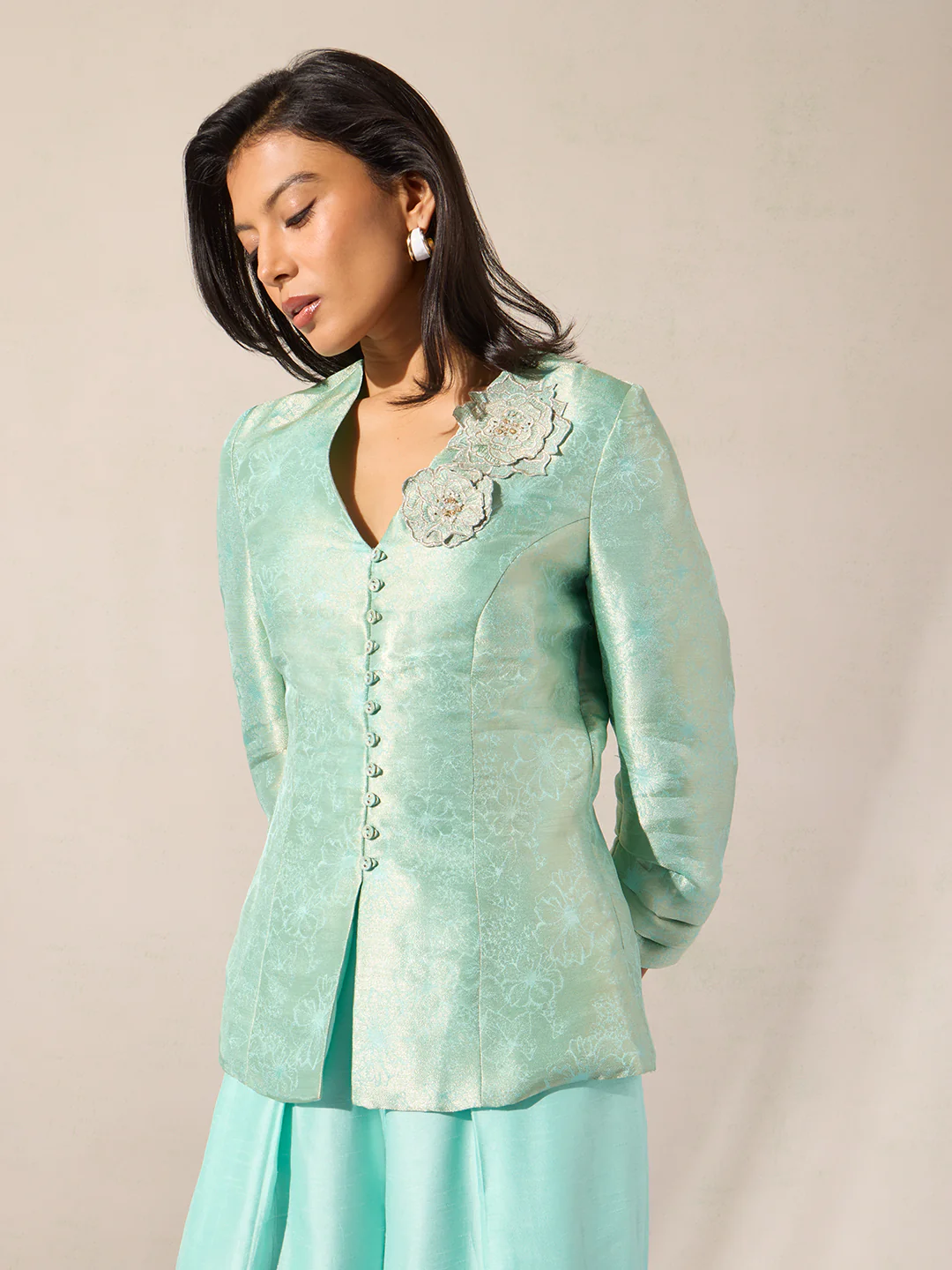 Jacquard Co-Ord Set - Blue - Image 2