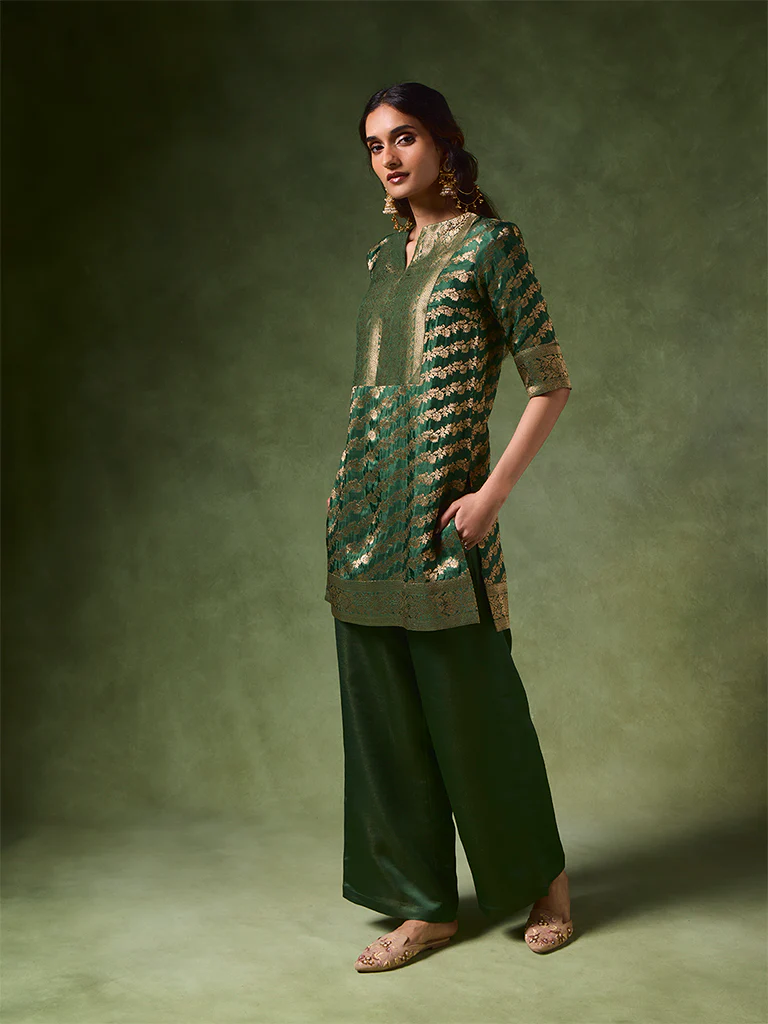Jacquard Kurta β Green - Image 2