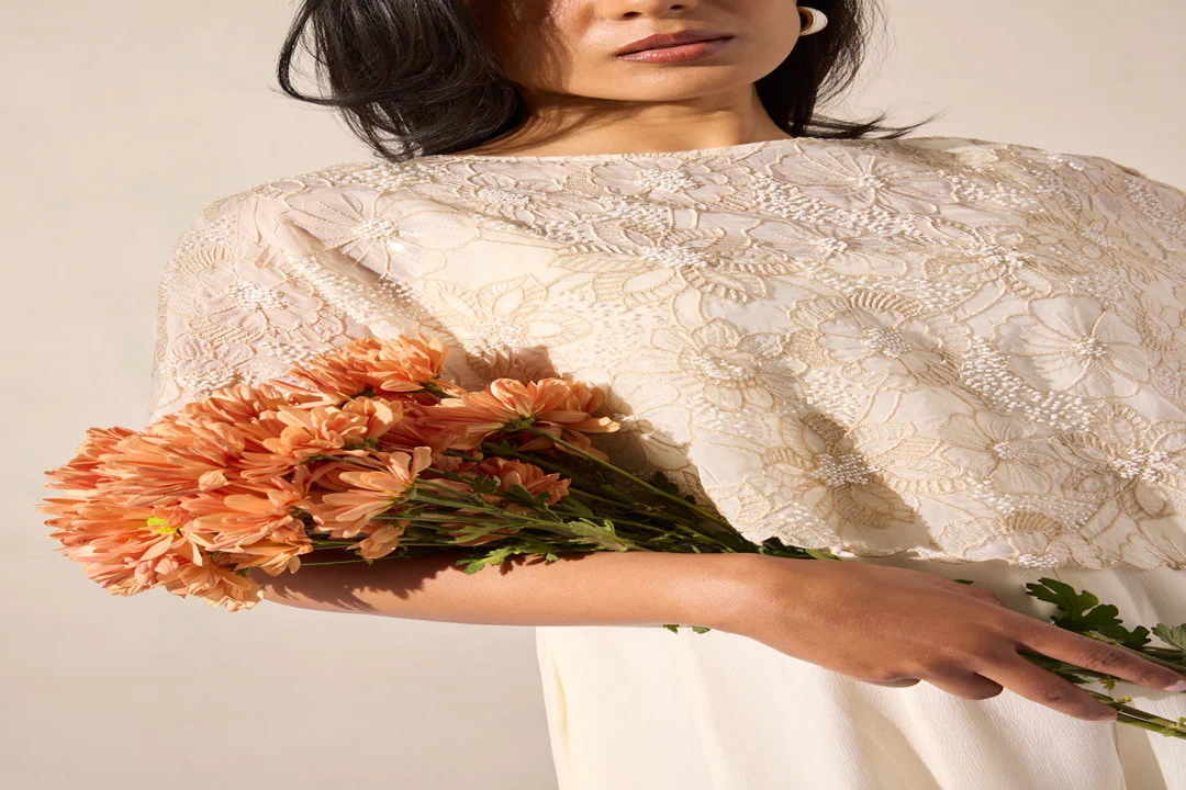 Jumpsuit with Cape - Ivory - Image 3