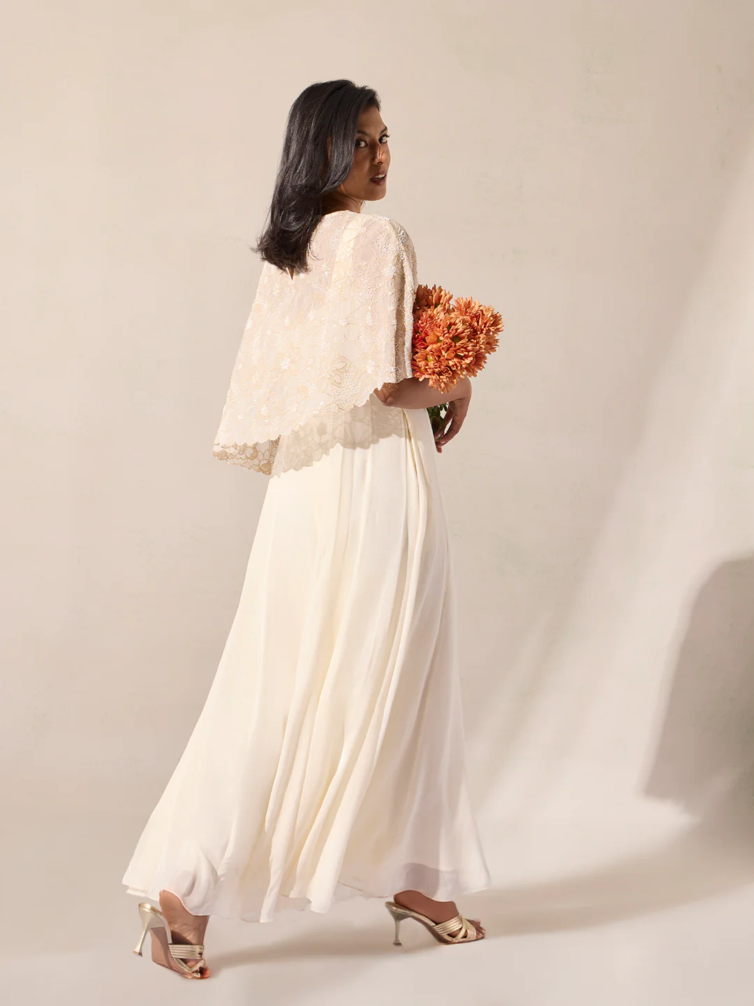 Jumpsuit with Cape - Ivory - Image 4