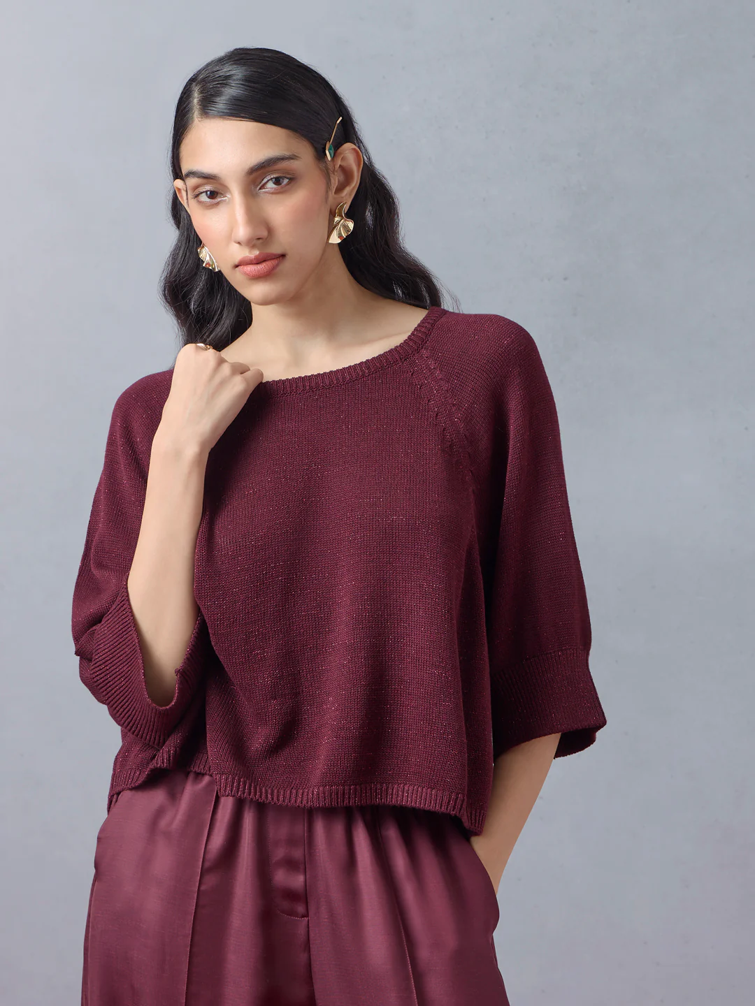 Knitted Top - Maroon - Image 2