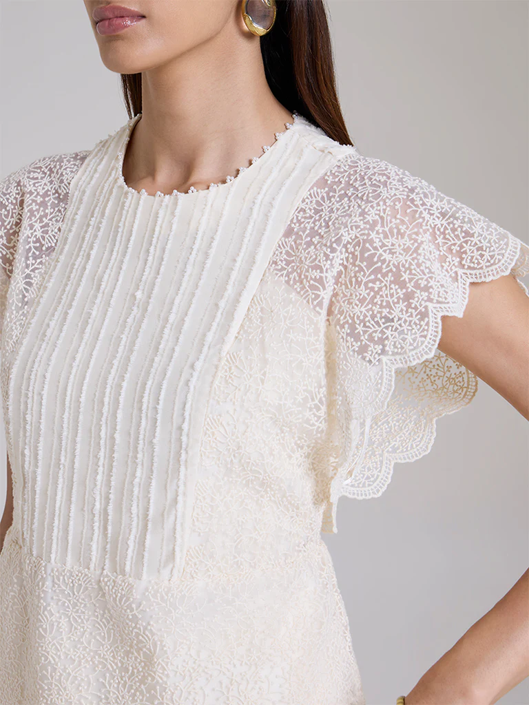 Lace Detailed Top - White - Image 3
