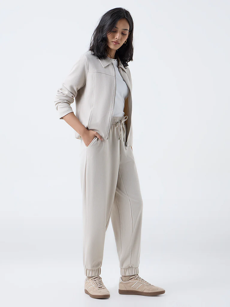 LOV Beige Solid Jacket - Image 2