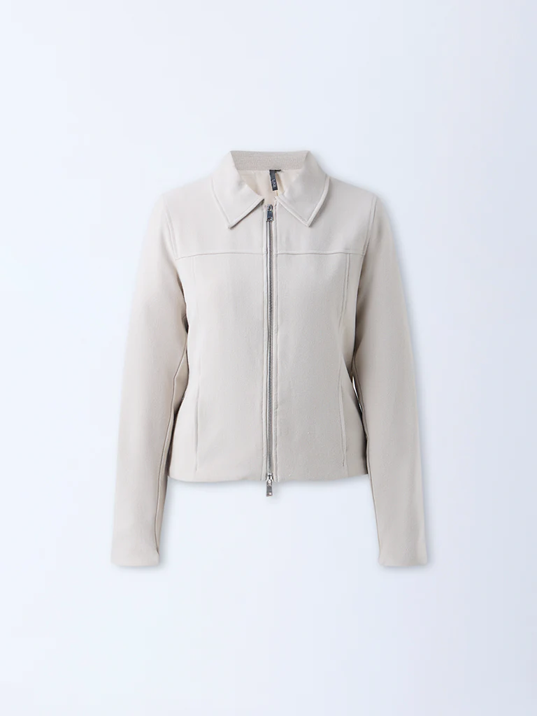 LOV Beige Solid Jacket - Image 5