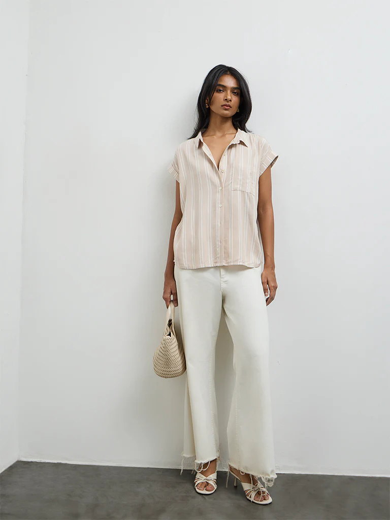 LOV Beige Striped Cotton Shirt - Image 2