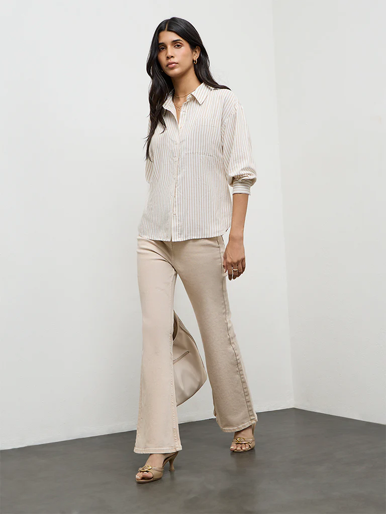 LOV Beige Striped Shirt - Image 2
