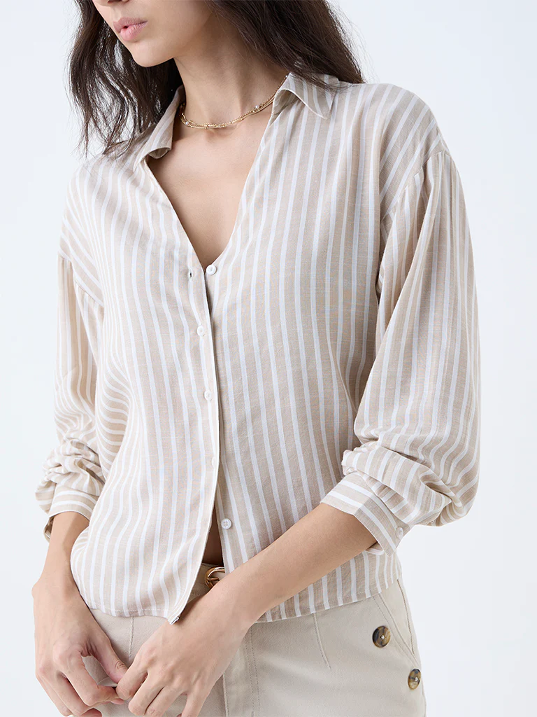LOV Beige Stripes Shirt - Image 3