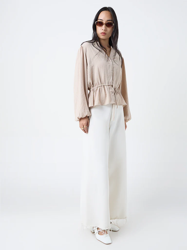 LOV Beige Textured Top - Image 2