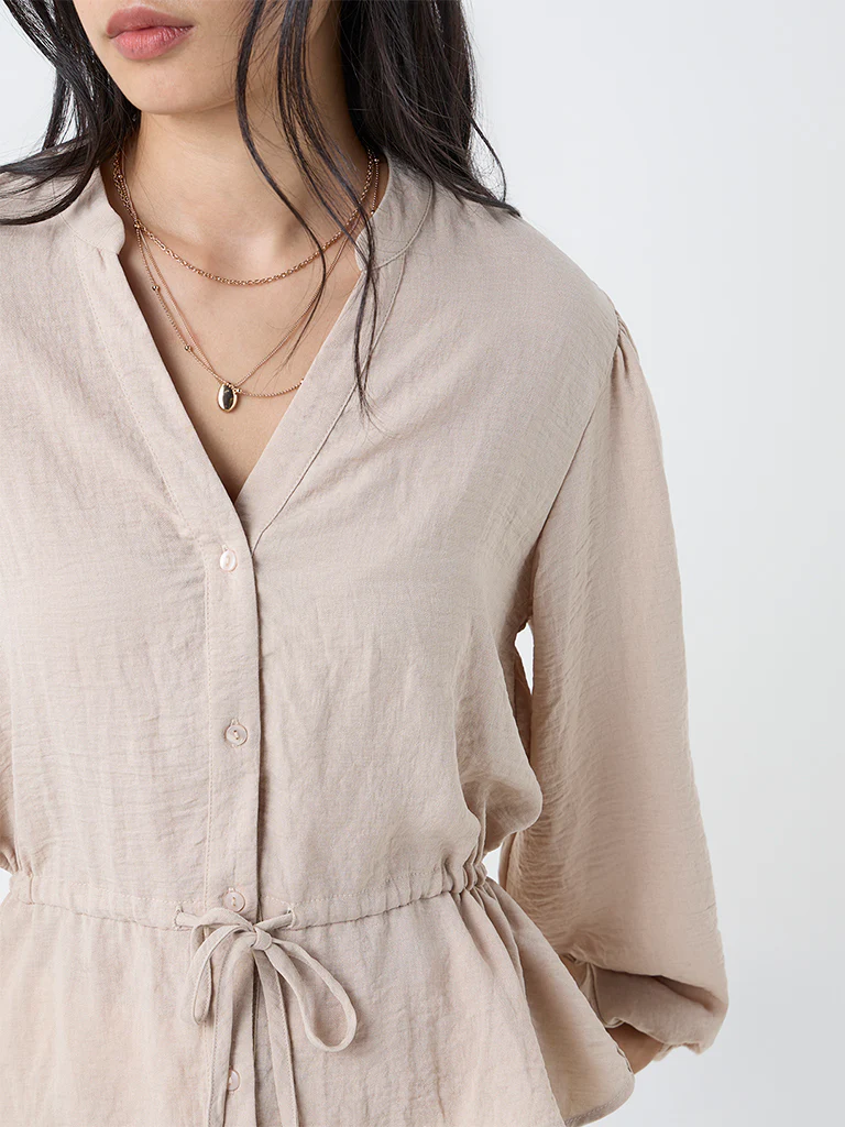 LOV Beige Textured Top - Image 3