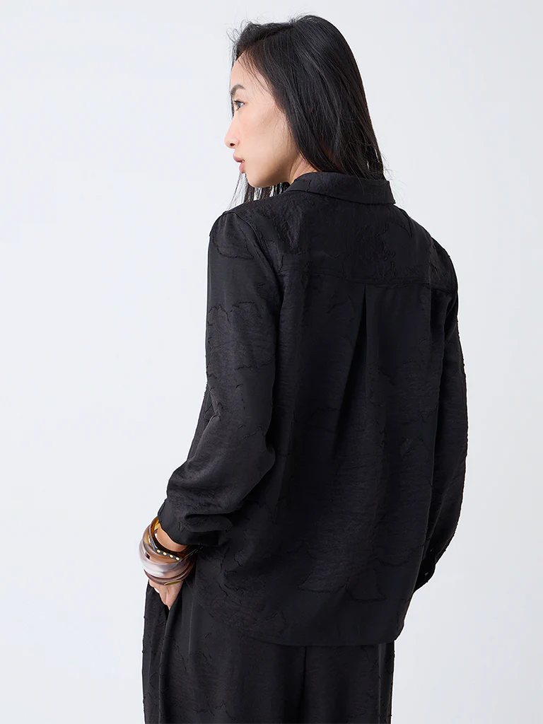 LOV Black Floral Design Shirt - Image 4