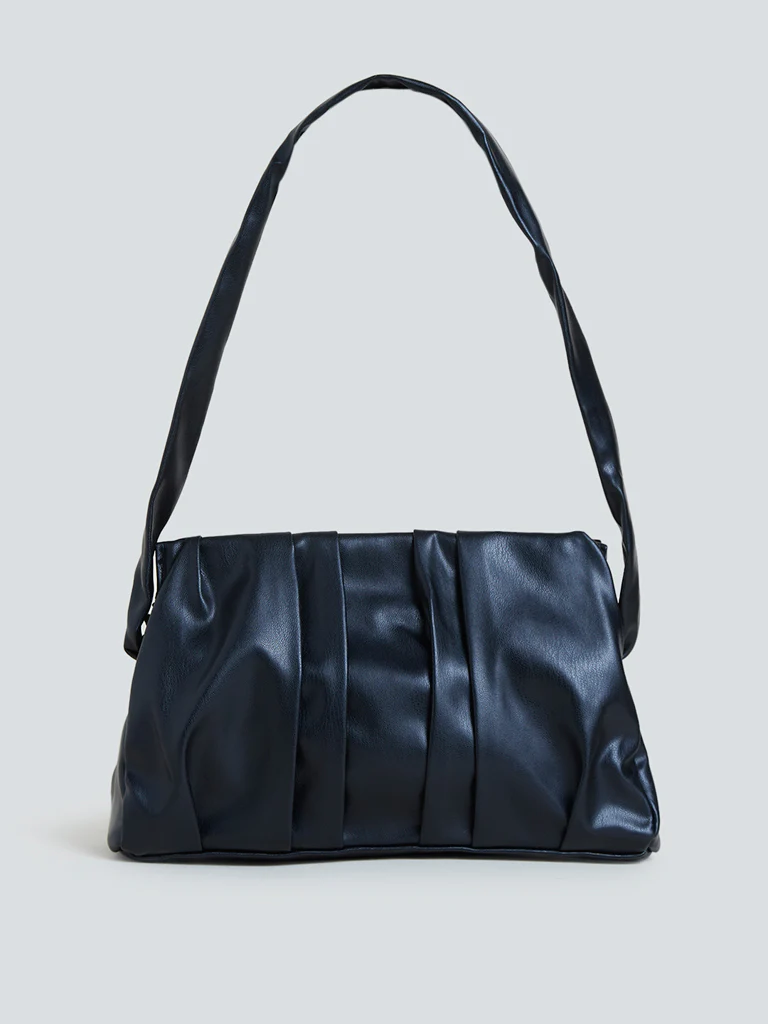 LOV Black Pleated Shoulder Bag - Image 2