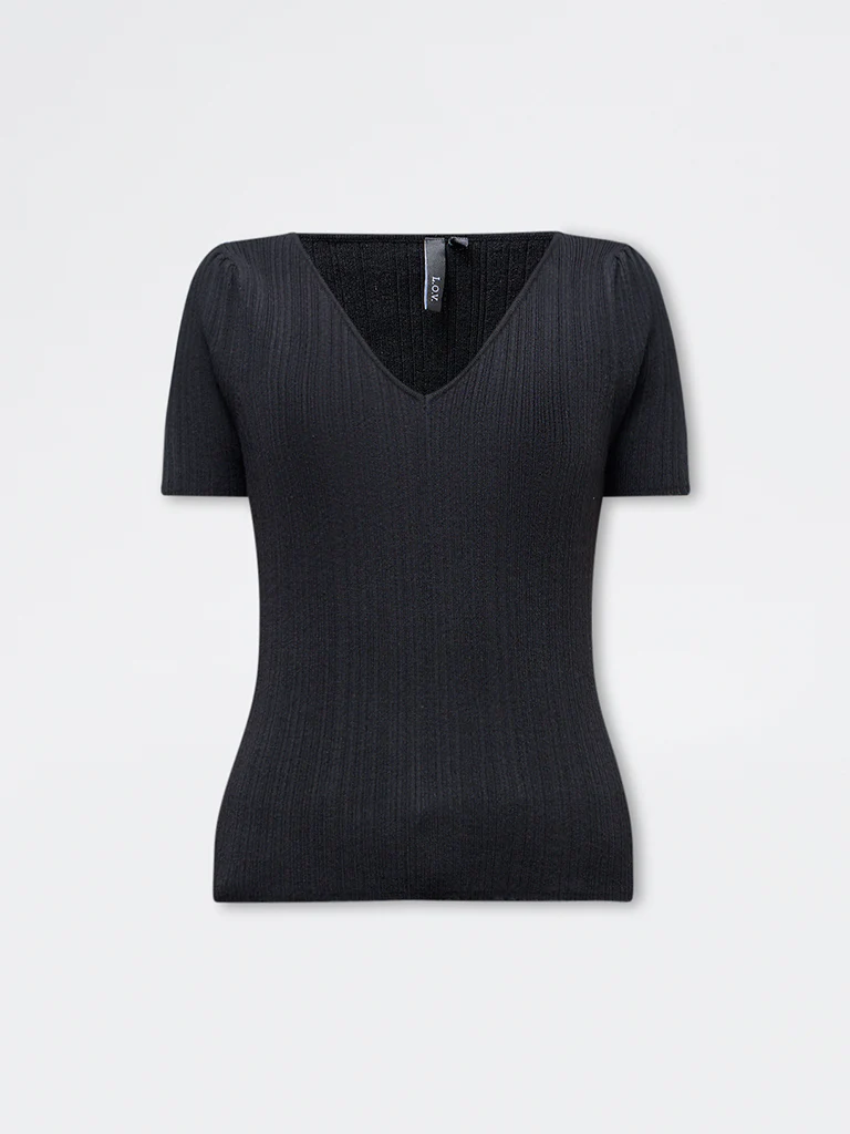 LOV Black Ribbed-Textured Top - Image 5