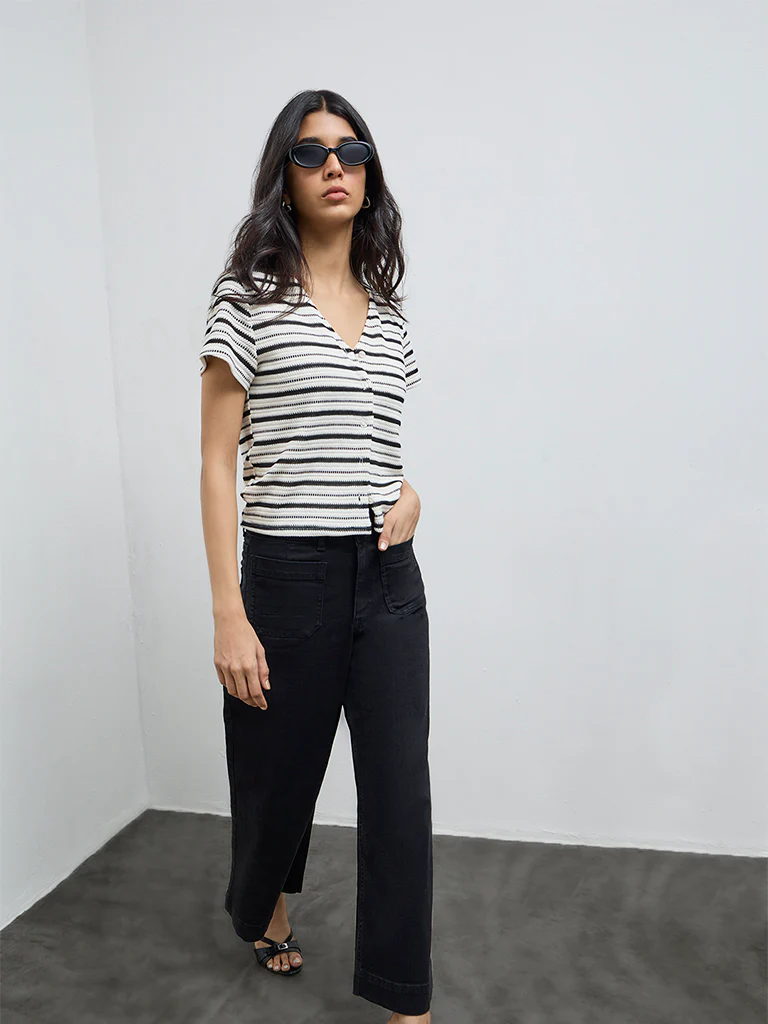 LOV Black Striped Top - Image 2