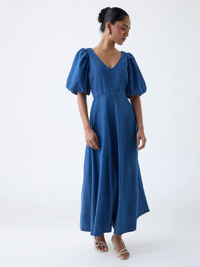 LOV Blue Denim A-Line Dress - Image 2