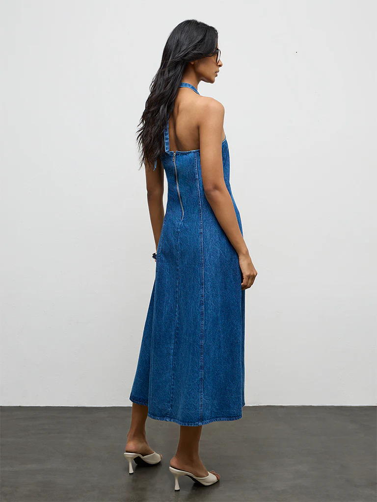 LOV Blue Denim A-Line Dress - Image 4