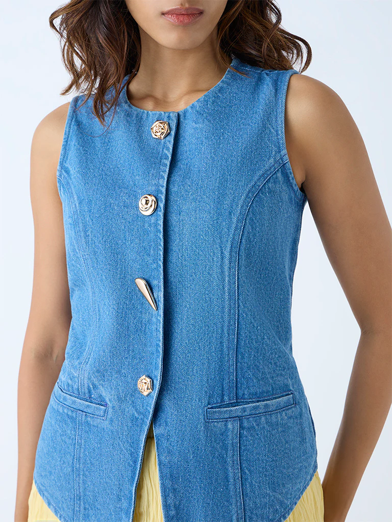 LOV Blue Denim Vest Top - Image 3
