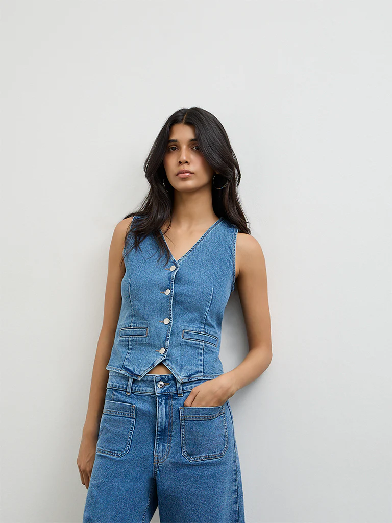 LOV Blue Denim Waistcoat - Image 2