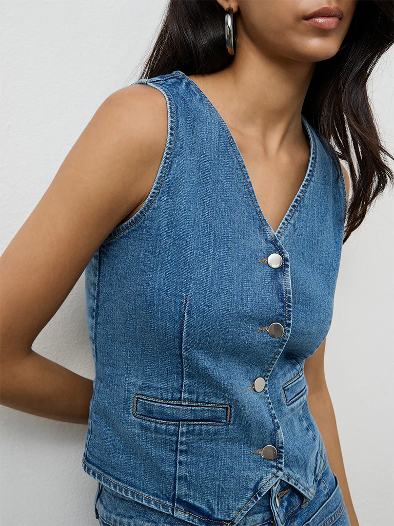 LOV Blue Denim Waistcoat - Image 3