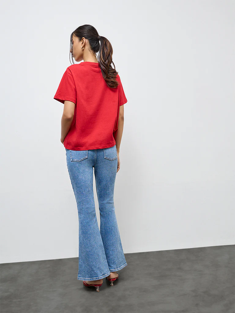 LOV Blue High-Rise Bootcut Jeans - Image 4