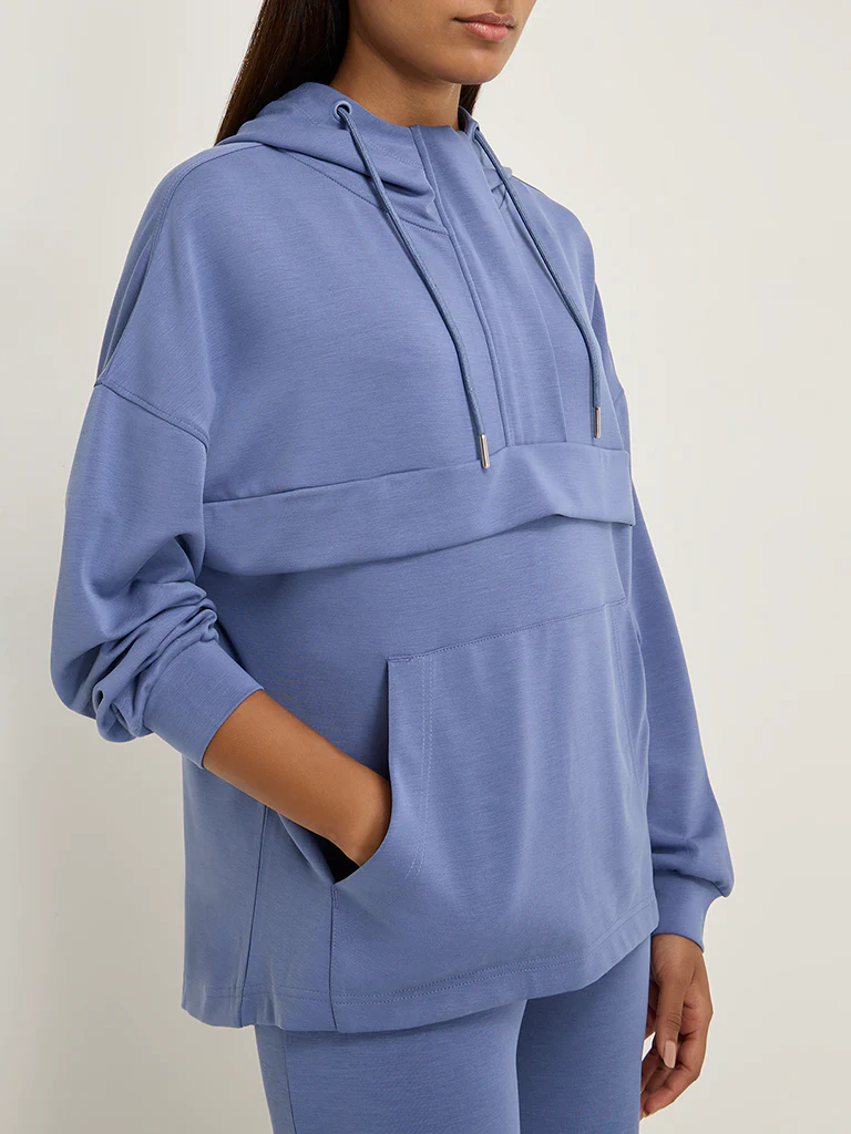 LOV Blue Solid Hoodie - Image 2