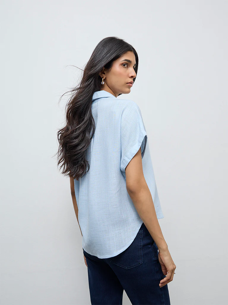 LOV Blue Solid Shirt - Image 4