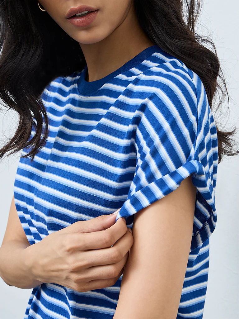 LOV Blue Striped T-Shirt - Image 3