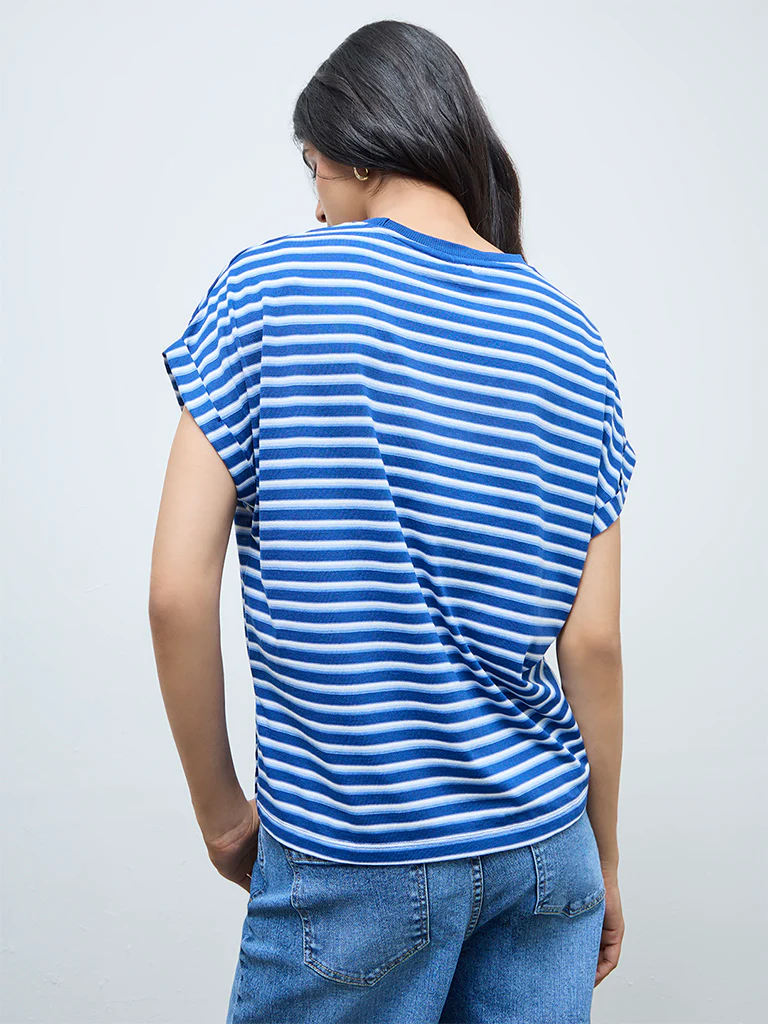 LOV Blue Striped T-Shirt - Image 4