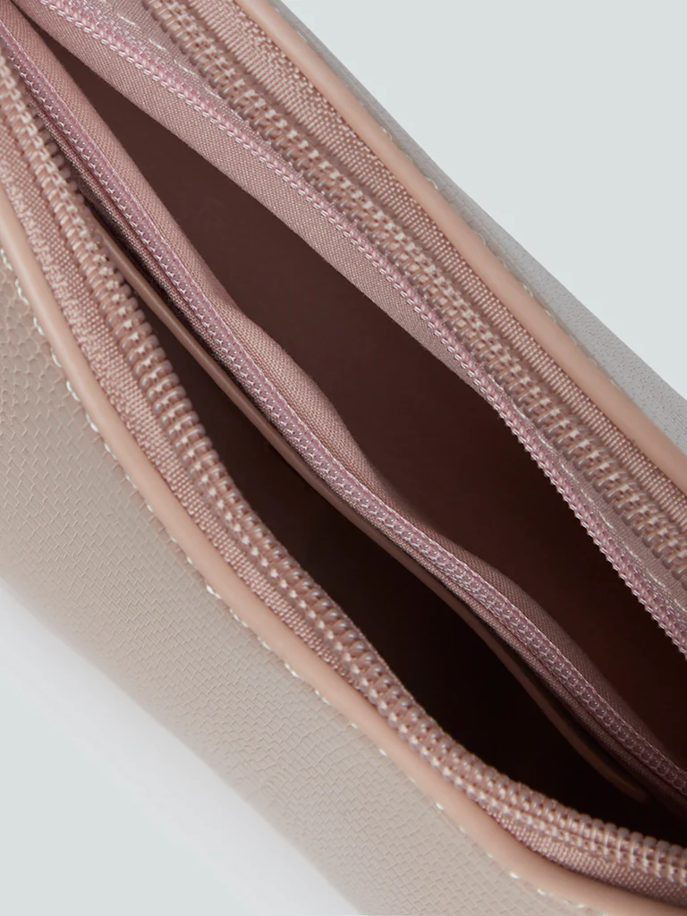 LOV Blush Pink Croc-Textured Ruby Bag - Image 3