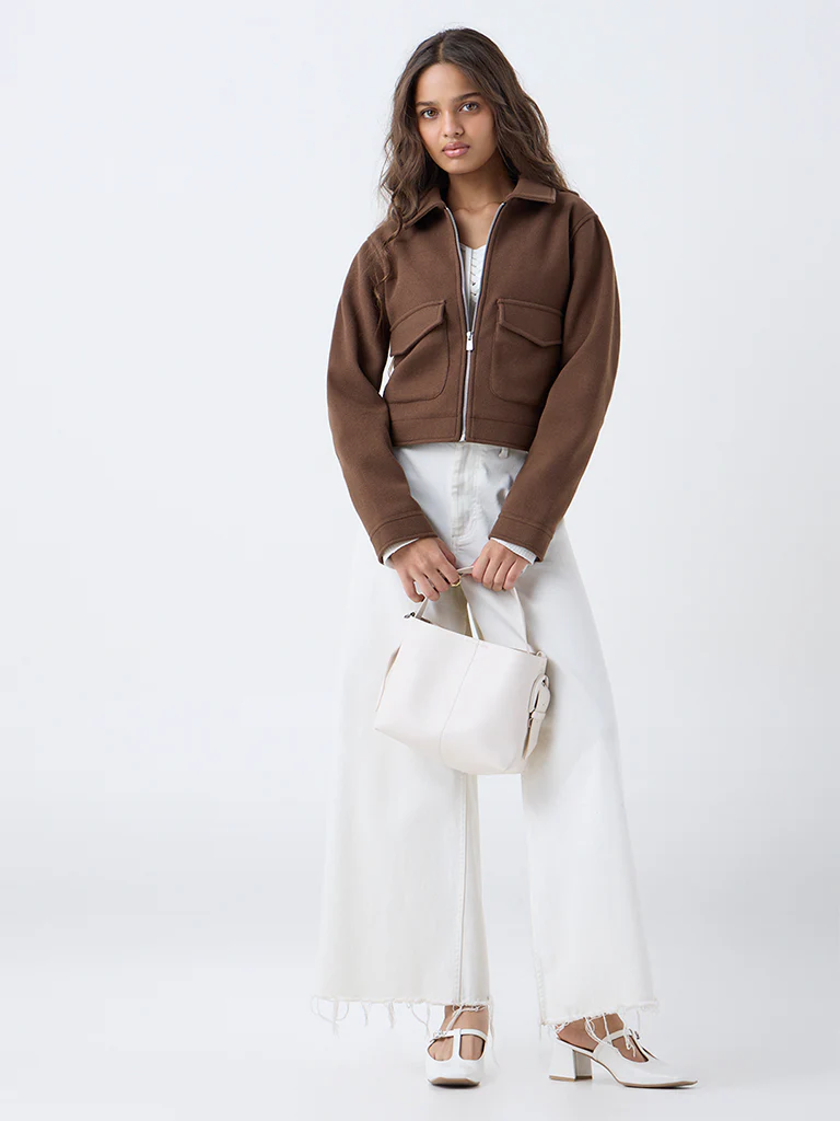 LOV Brown Solid Jacket - Image 2
