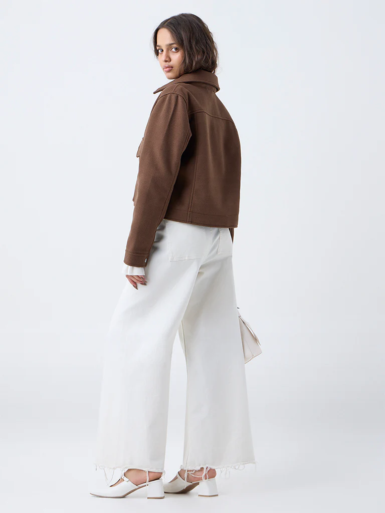 LOV Brown Solid Jacket - Image 4