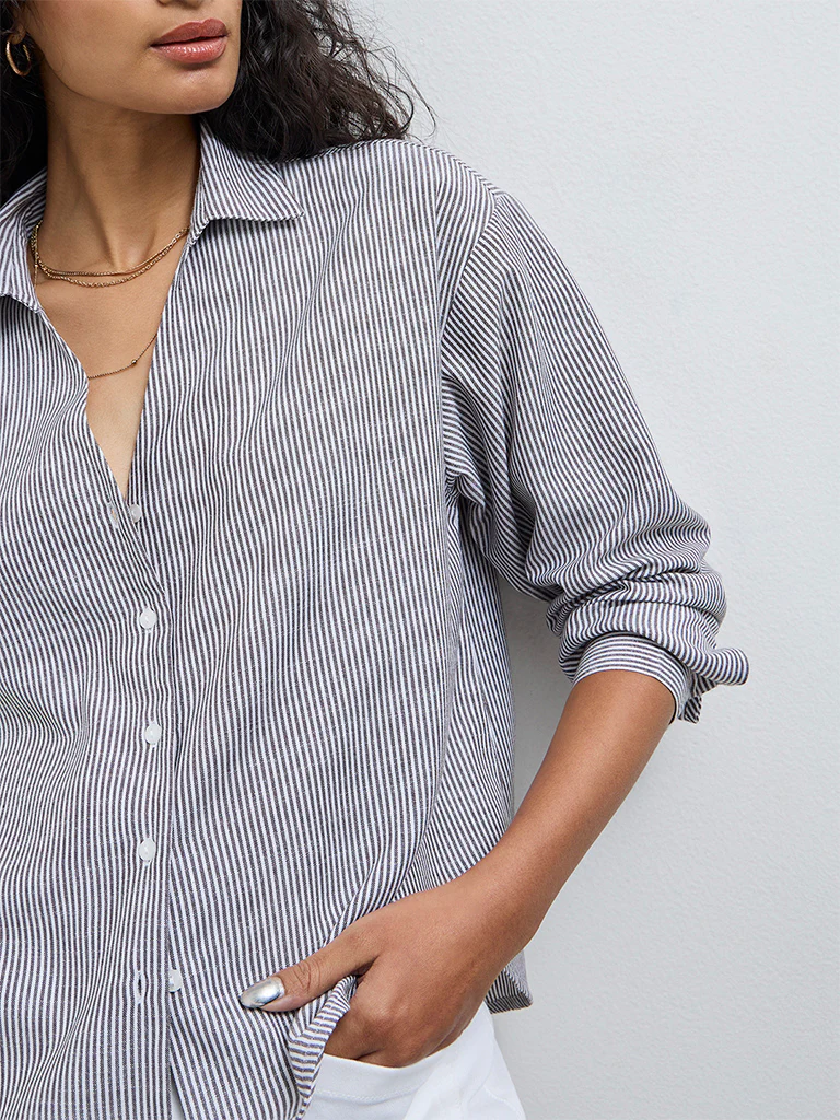 LOV Brown Striped Shirt - Image 3