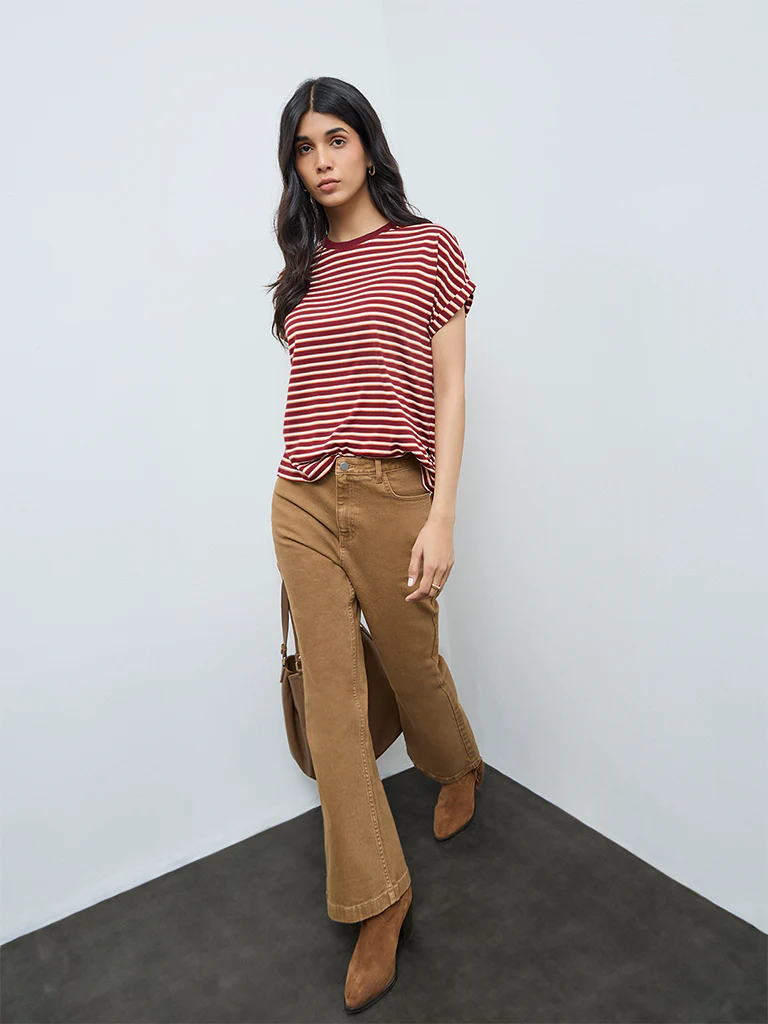 LOV Burgundy Striped T-Shirt