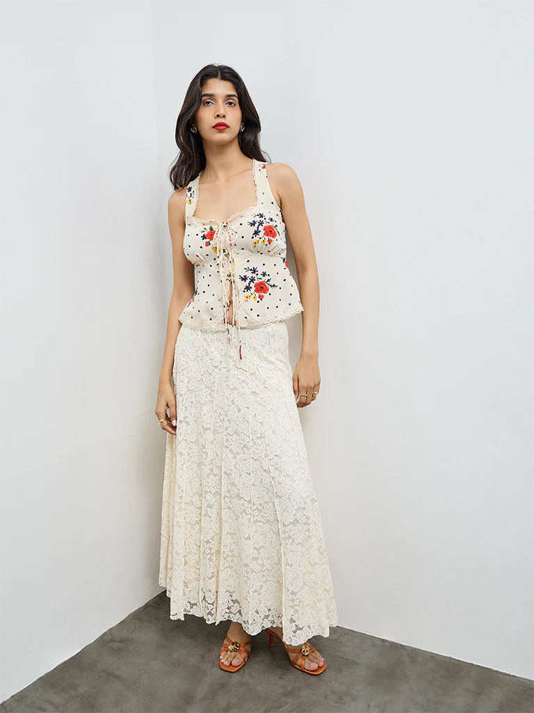 LOV Cream Floral Top