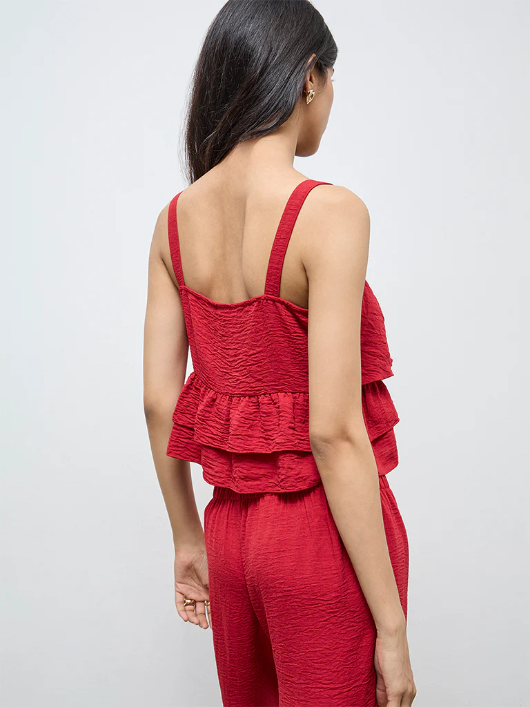 LOV Red Ruffle Detailed Top - Image 4
