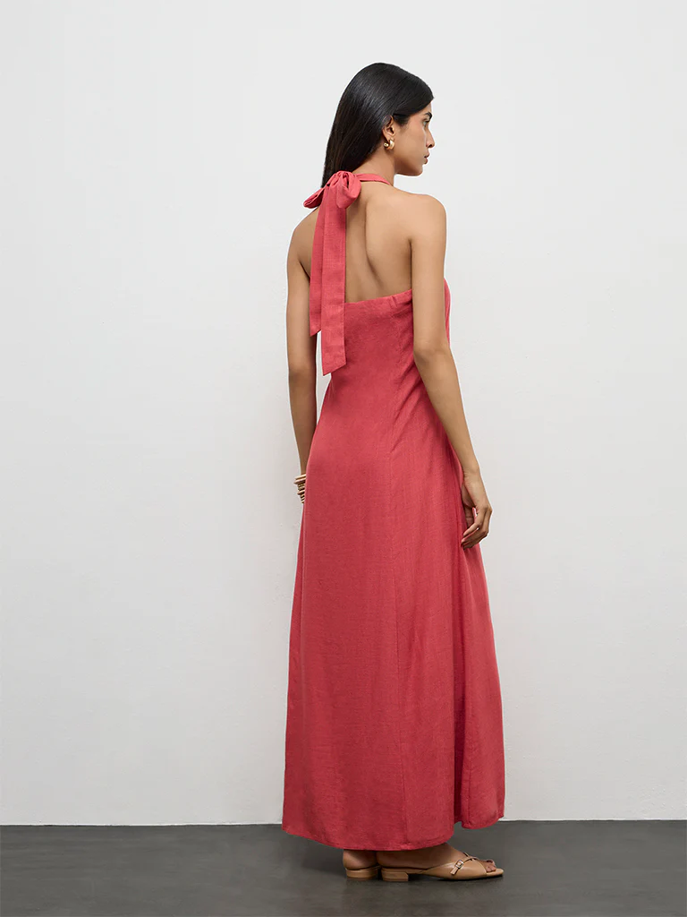 LOV Coral Halter Neck A-Line Dress - Image 4