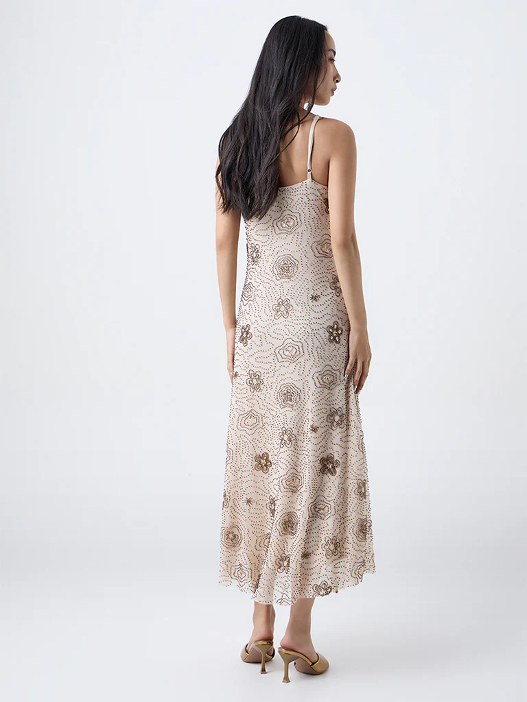 LOV Cream Embellished Party Dress - Image 4
