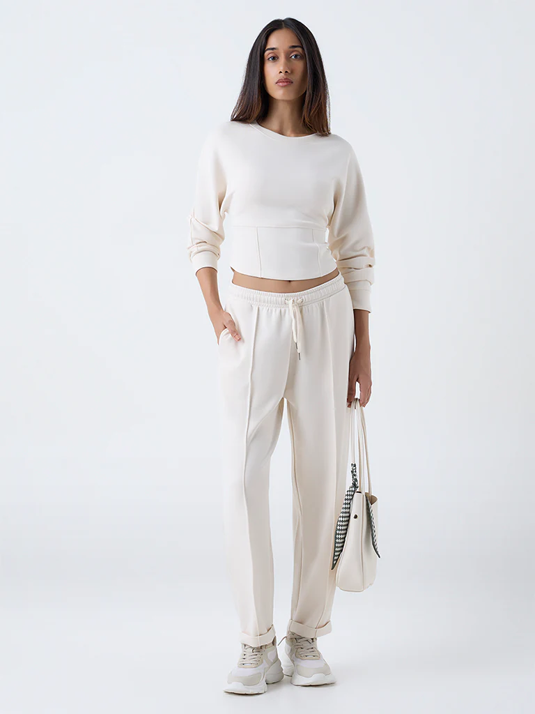 LOV Cream Solid Sweatshirt - Image 2