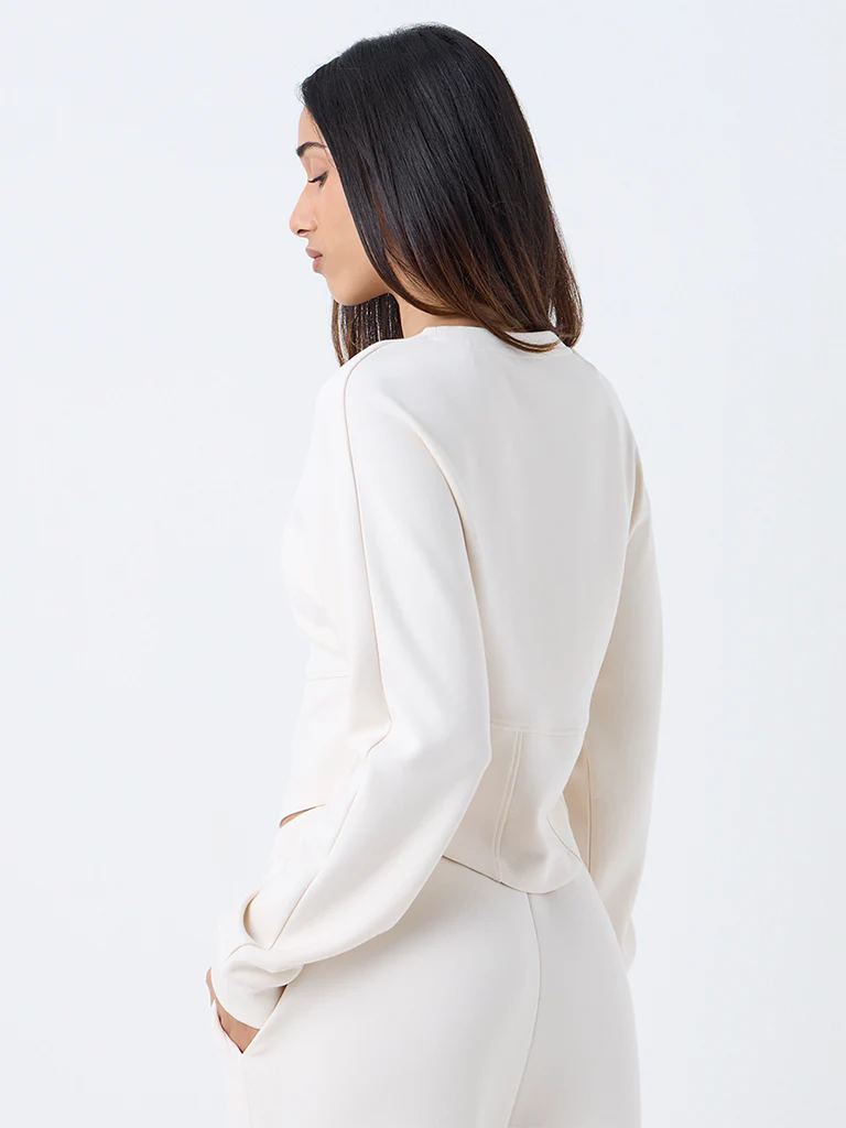 LOV Cream Solid Sweatshirt - Image 4