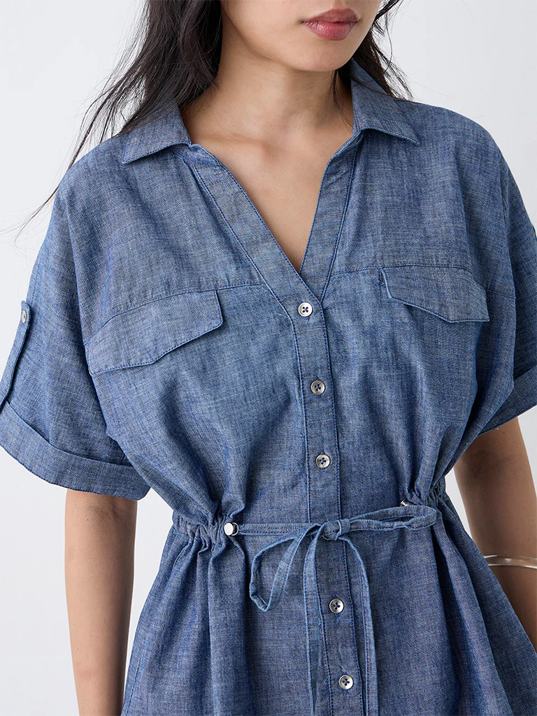 LOV Dark Blue Denim Blouse - Image 3
