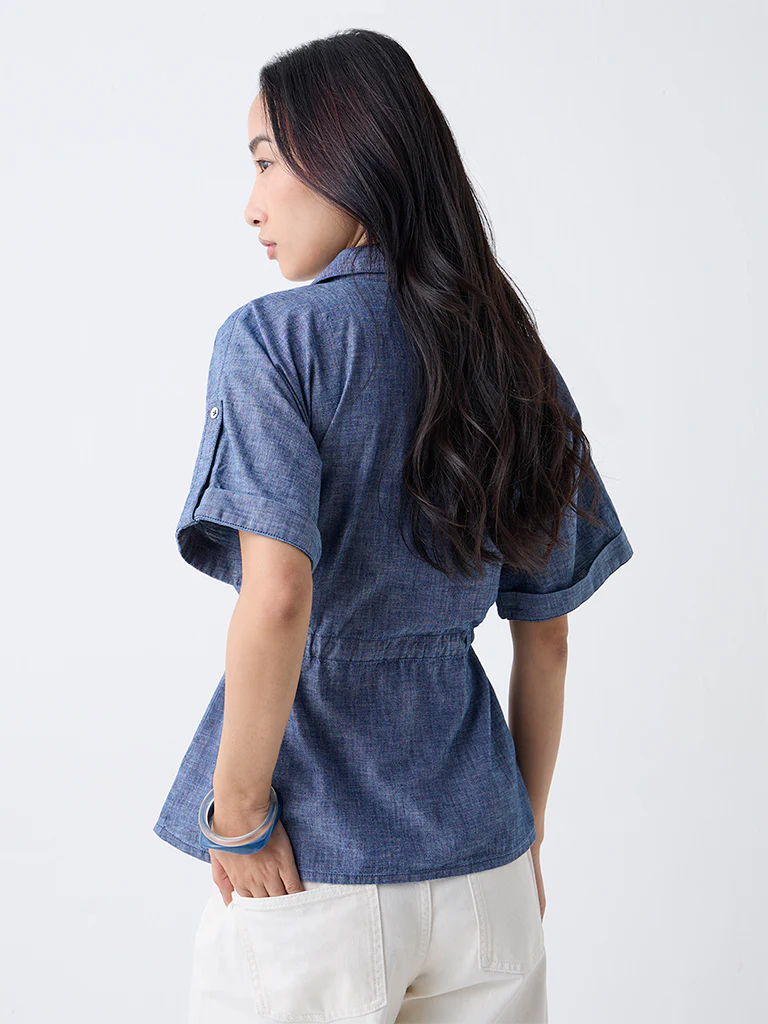 LOV Dark Blue Denim Blouse - Image 4