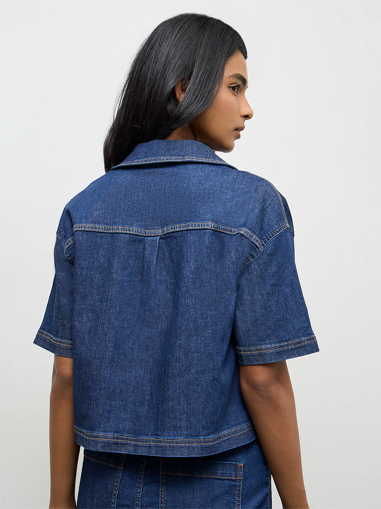 LOV Dark Blue Denim Blouse - Image 4