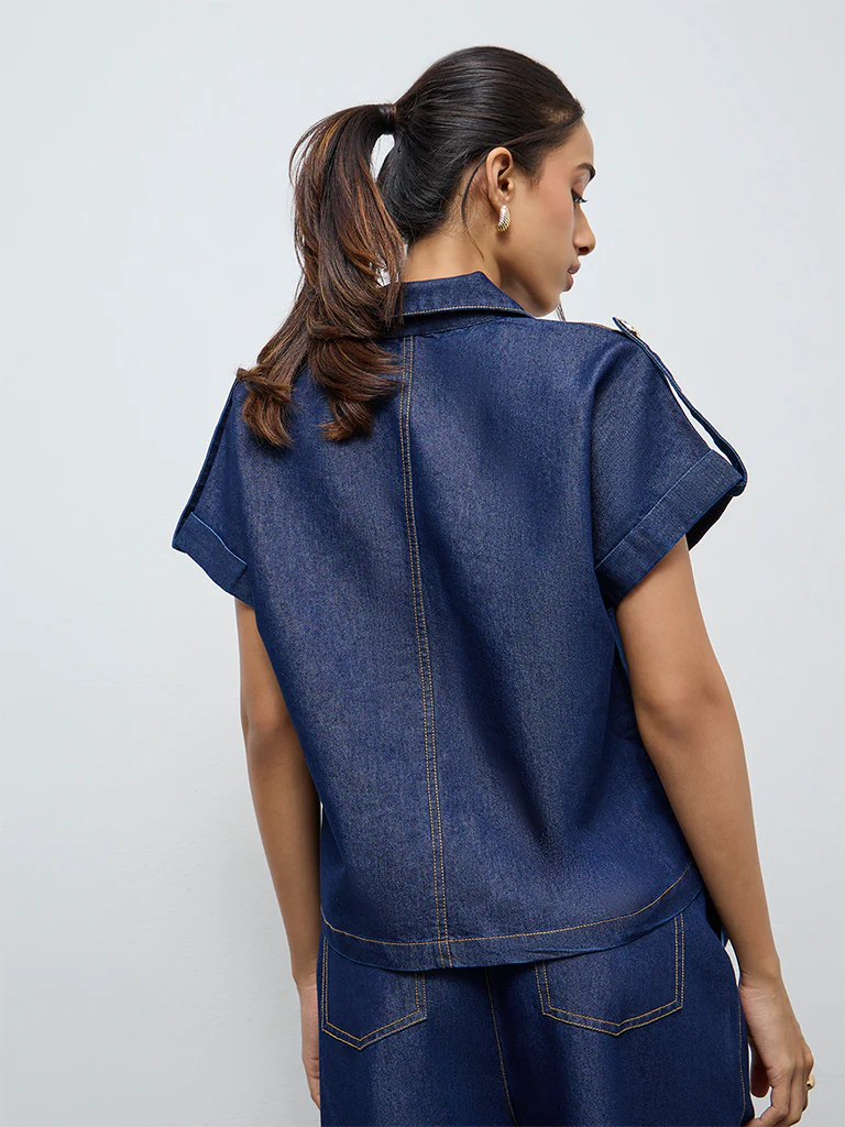 LOV Dark Blue Denim Shirt - Image 4