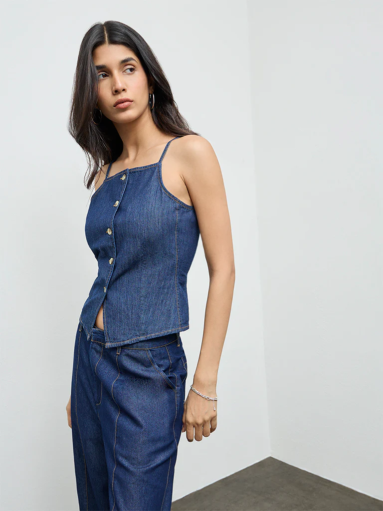 LOV Dark Blue Denim Top - Image 2