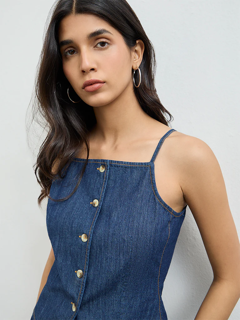 LOV Dark Blue Denim Top - Image 3