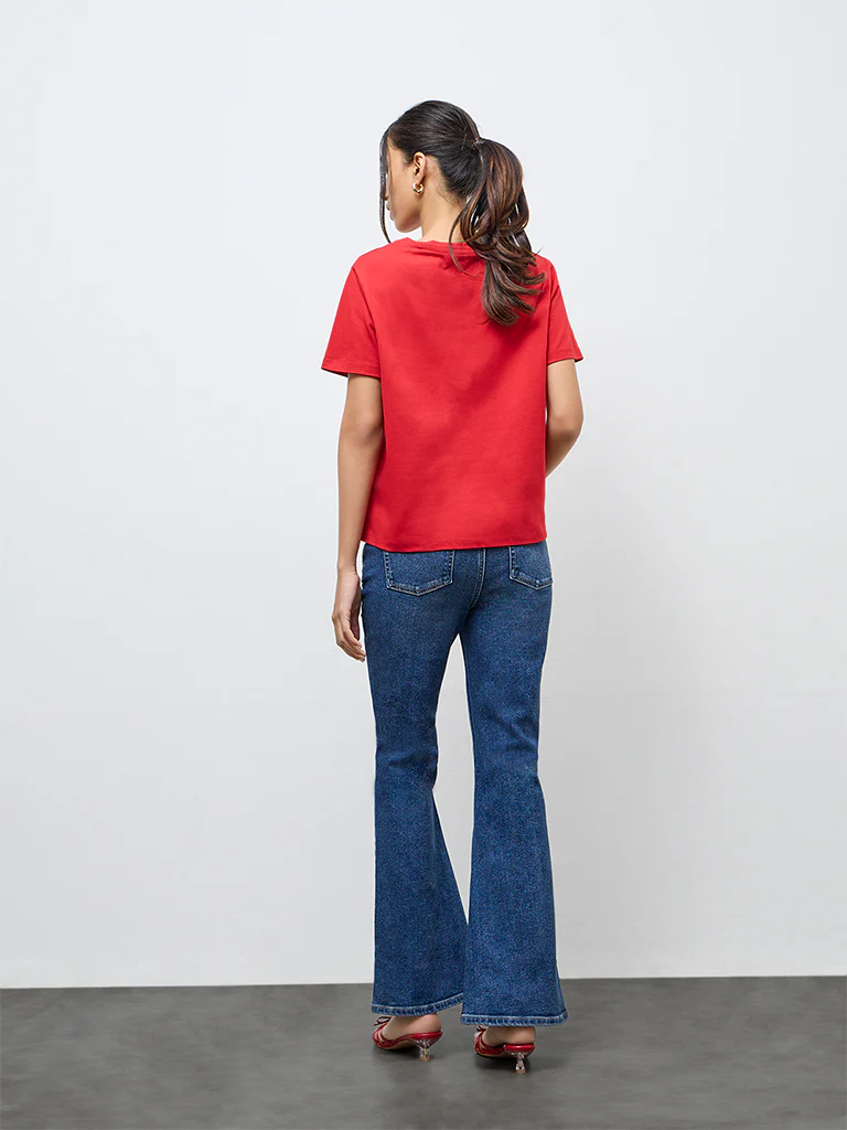 LOV Dark Blue High-Rise Bootcut Jeans - Image 4
