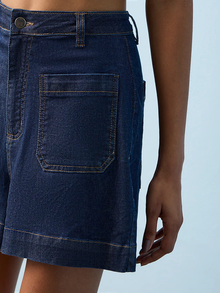 LOV Dark Blue High-Rise Denim Shorts - Image 3