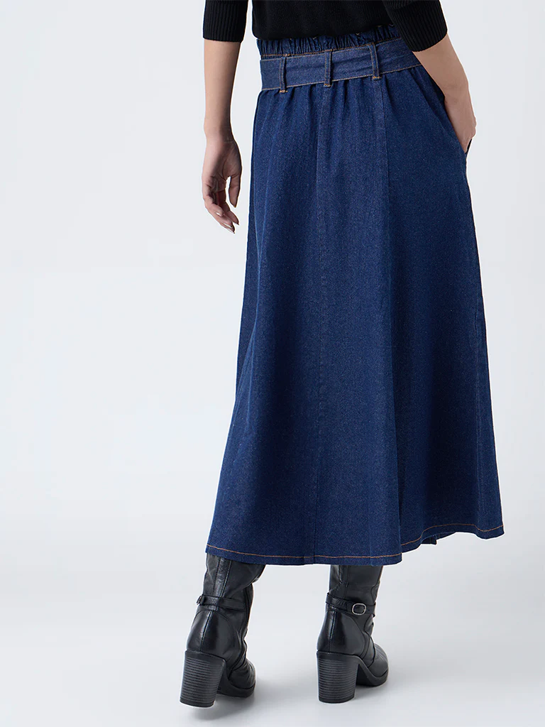 LOV Dark Blue High-Rise Denim Skirt - Image 4