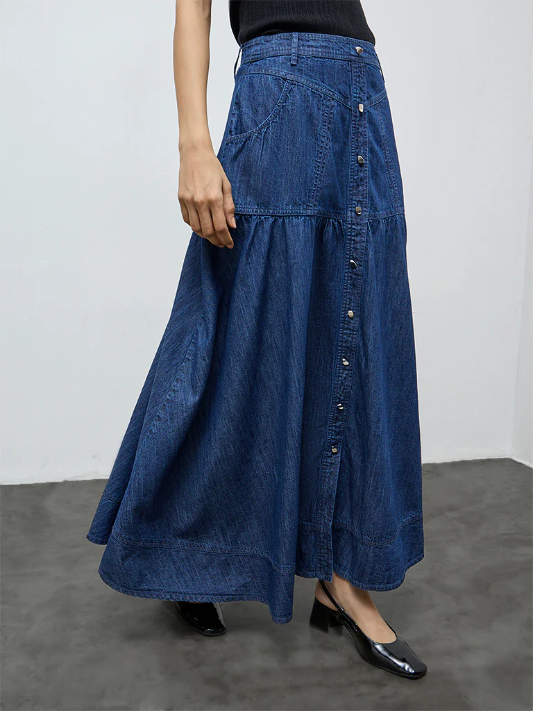 LOV Dark Blue High-Rise Denim Skirt - Image 2