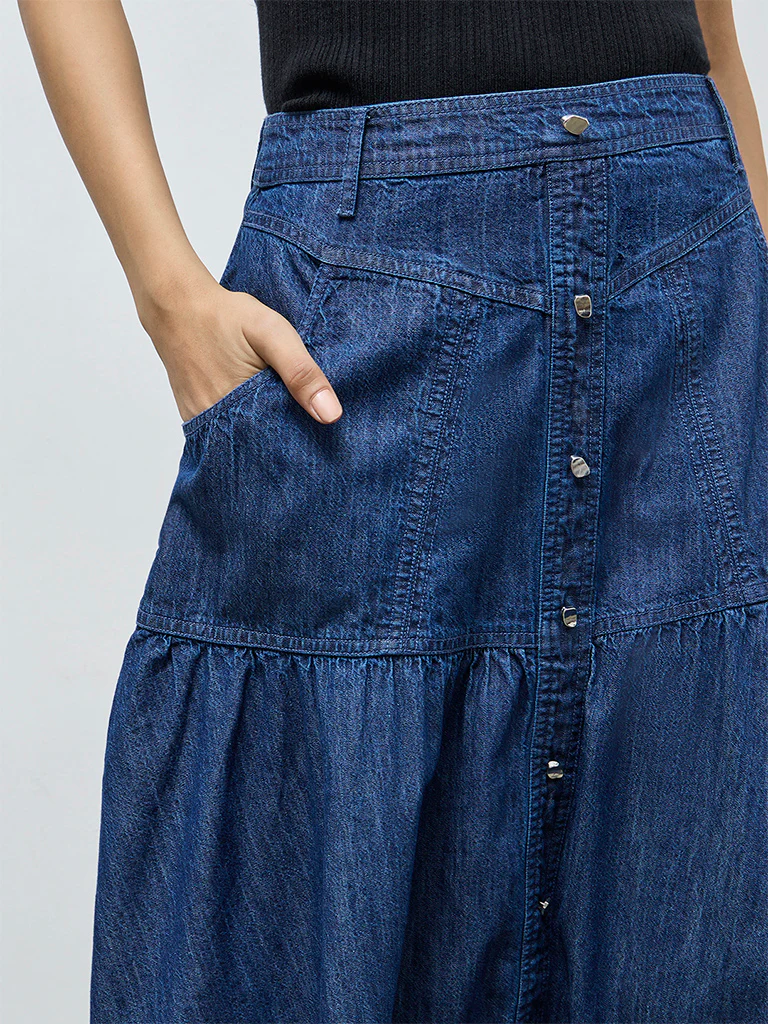 LOV Dark Blue High-Rise Denim Skirt - Image 3